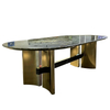 Wholesale Fashion Creative STAINLESS STEEL Leg Dining Table Dining Room Furniture Marble Tabletop Dinner Table mesasJade stone