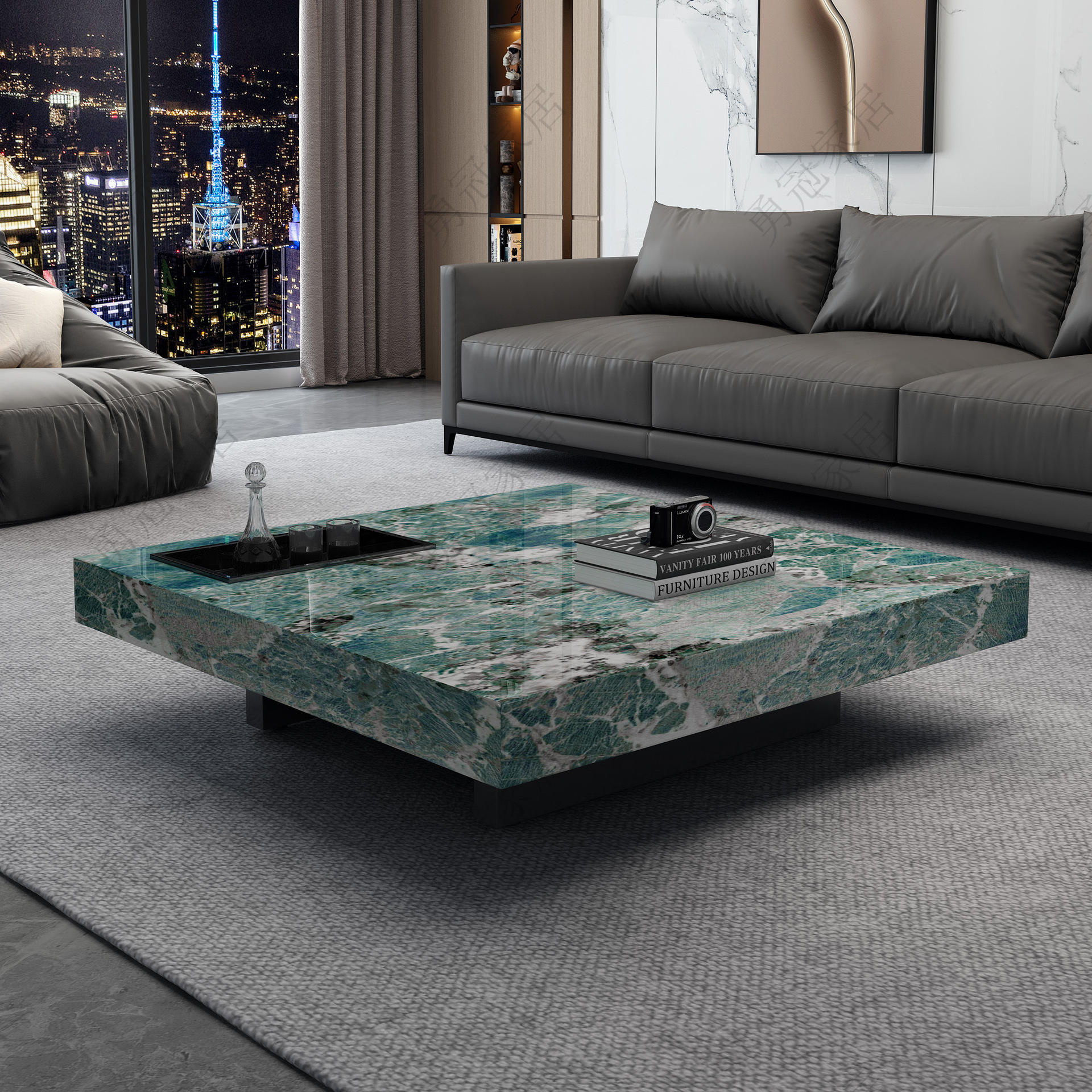 new design Italian living room home marble high-end villa square living room tea table