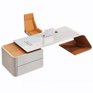Latest Modern L-shape Office Furniture Piano Paint Wooden Computer Table Executive Manager Ceo Desk White home Office Desk