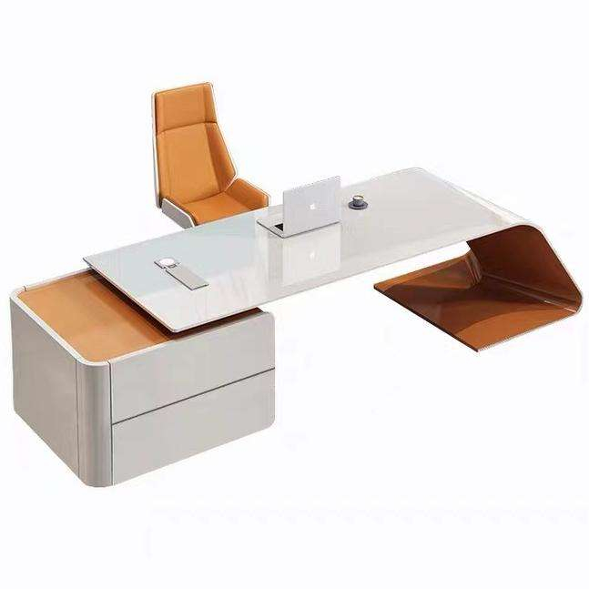 Latest Modern L-shape Office Furniture Piano Paint Wooden Computer Table Executive Manager Ceo Desk White home Office Desk
