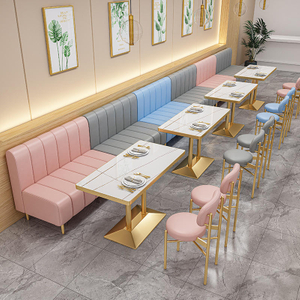 Wholesale Fashion Creative Wire Leg Dining Table Dining Room Furniture Marble Slate Rock Tabletop Dinner Table mesas