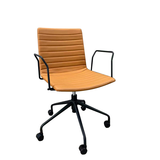 Modern Luxury Mid Back Leather Chair Wheels Executive Office Computer Chair Sillas