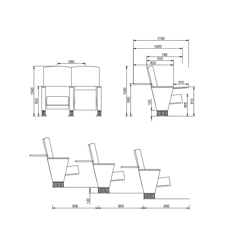 stackable chair Luxury high quality sponge cushioned church auditorium cinema chair