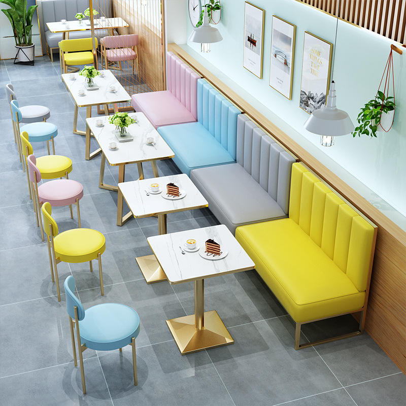 Marble Slate Rock Tabletop Dinner Table mesasWholesale Fashion Creative Wire Leg commercial furniture Dining Room Furniture