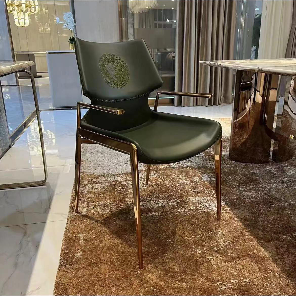 Home Furniture Nordic Luxury Modern Design dining chairs Upholstered green leather Restaurant Dining Room Chairs For Restaurant