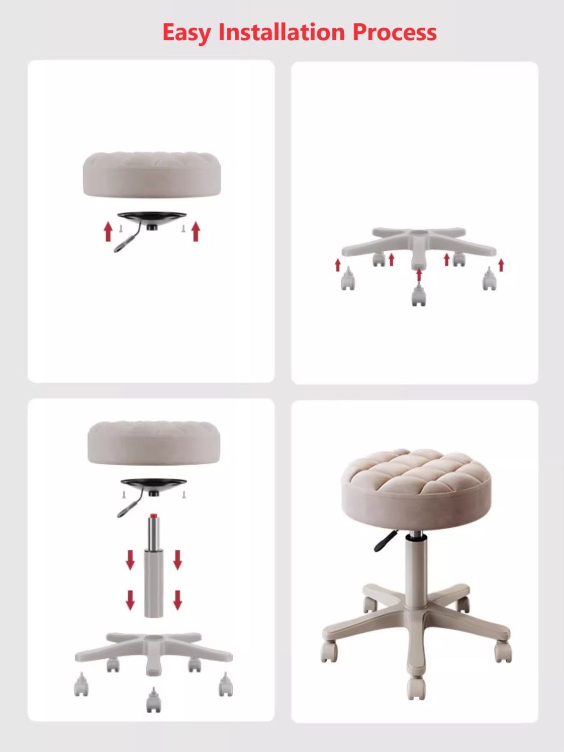 Swivel Stool Chair Adjustable Height,Heavy Duty Hydraulic Rolling Stool for Kitchen,Salon,Bar,Office,Massage