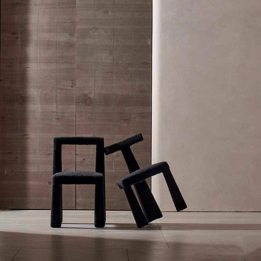 Minimalist modern lamb plush dining table and chairs Household makeup stools and chairs Creative dining chairs