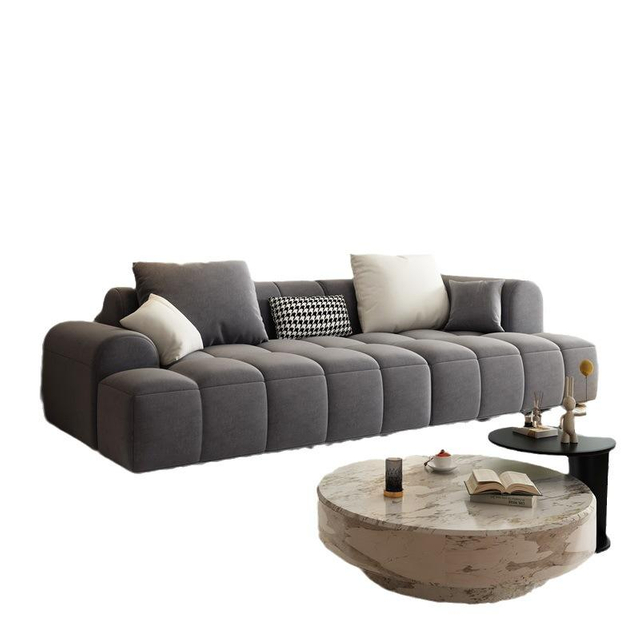 Italian Light Luxury Lamb Velvet Sofa Living Room Furniture Simple Fabric Sofa Cream Style Color Mosaic Module Cloud Sofa