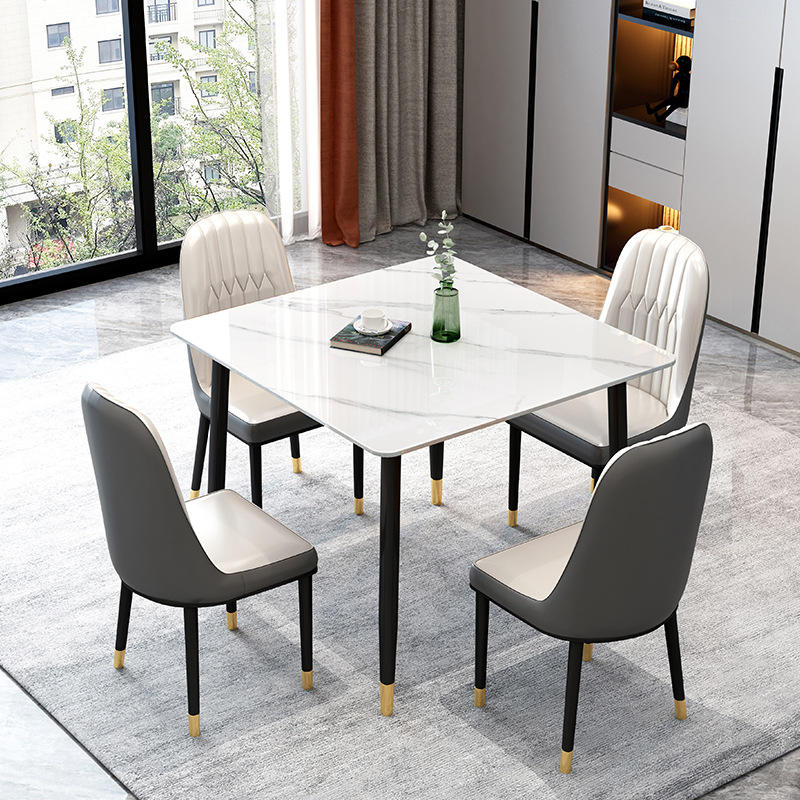 Wholesale Fashion Creative Wire Leg Dining Table Dining Room Furniture Marble Slate Rock Tabletop Dinner Table mesas