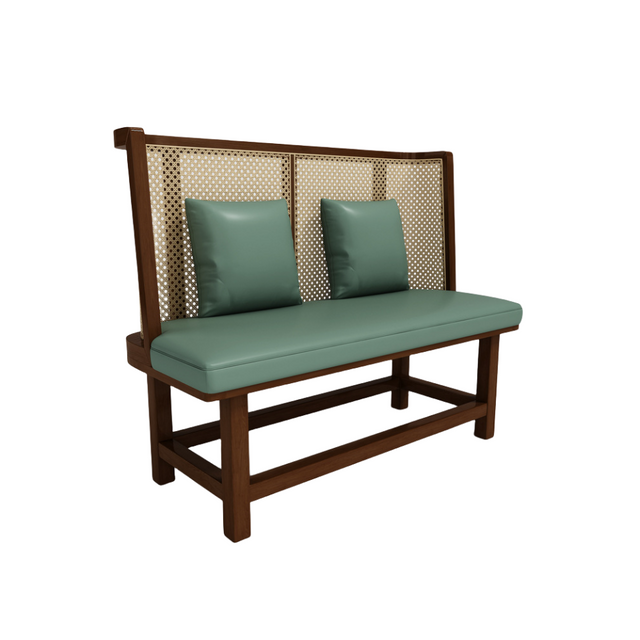 Southeast Asian Style Restaurant Solid Wood Rattan Booth sofa Commercial Furniture Mesas Sillas Booth Table Chair Set