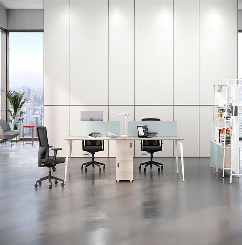 Low price manufacturer office furniture fireproof board cherry beige color with three drawers decoration desks office table