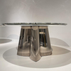 Wholesale Jade Luxury Creative STAINLESS STEEL Leg Dining Table Dining Room Furniture Marble Tabletop Dinner Table mesasJade s
