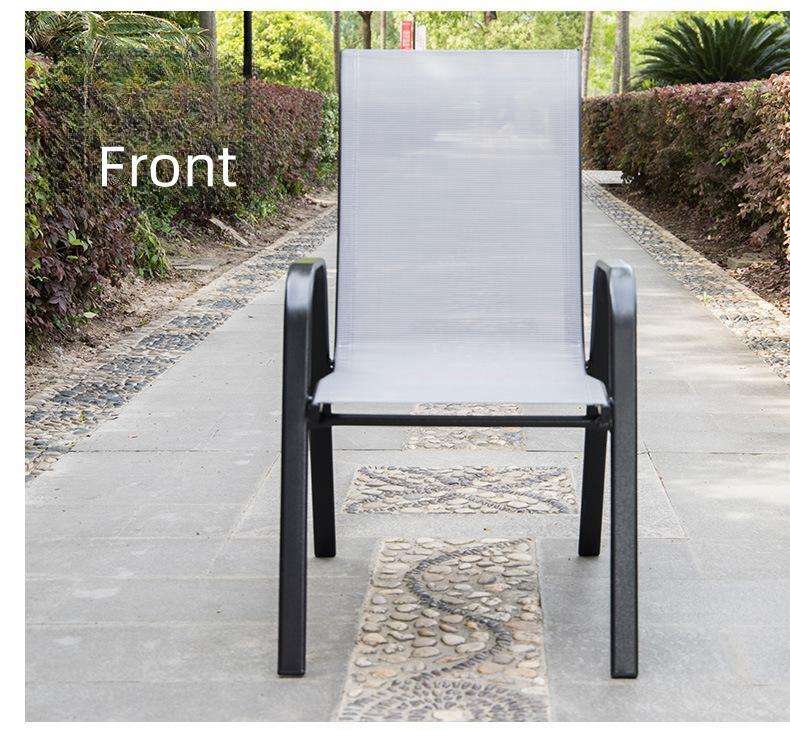 Outdoor Leisure High Back Stackable Chair Wrought Iron Single Chair Mesh Sillas Patio Balcony Coffee Shop Chair