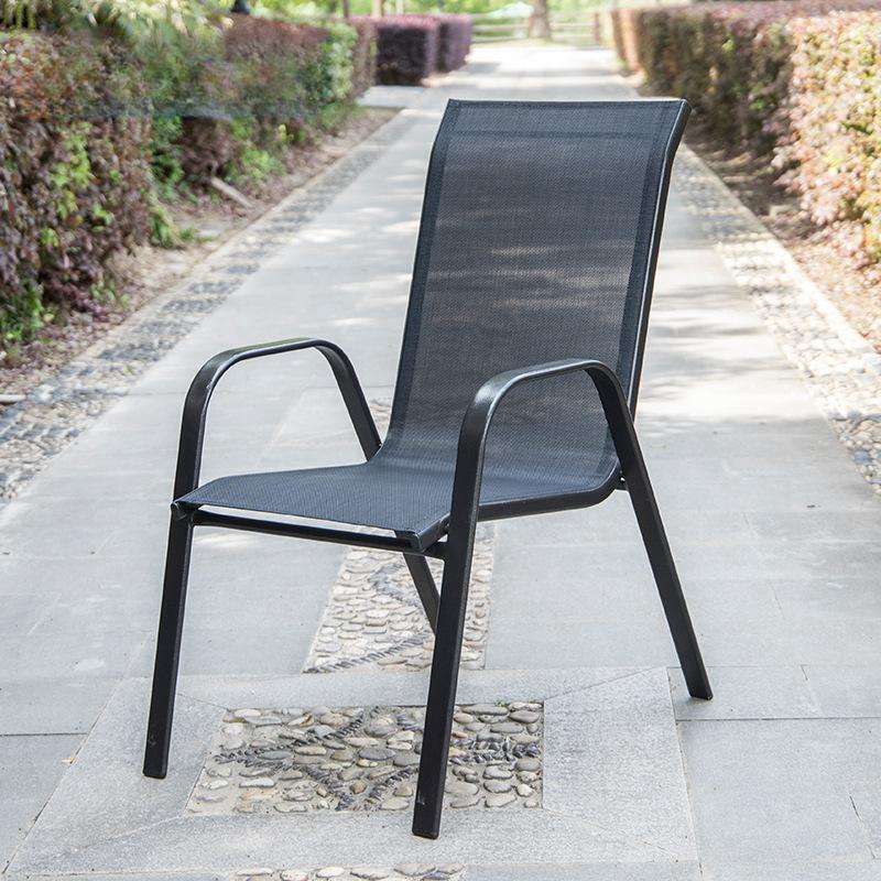 Outdoor Leisure High Back Stackable Chair Wrought Iron Single Chair Mesh Sillas Patio Balcony Coffee Shop Chair