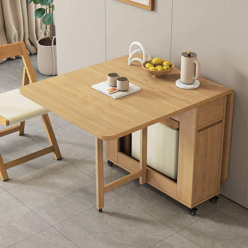Solid Wood Folding Dining Table House Multi-functional Movable Dining Table Chair Combination Solid Wood Dining Table mesas