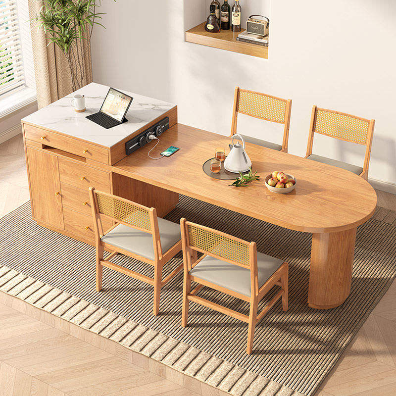 Solid Wood Dining Table Multi-functional Desk And Chair Combination Rock Slab Square Dining mesas Dining Room Table