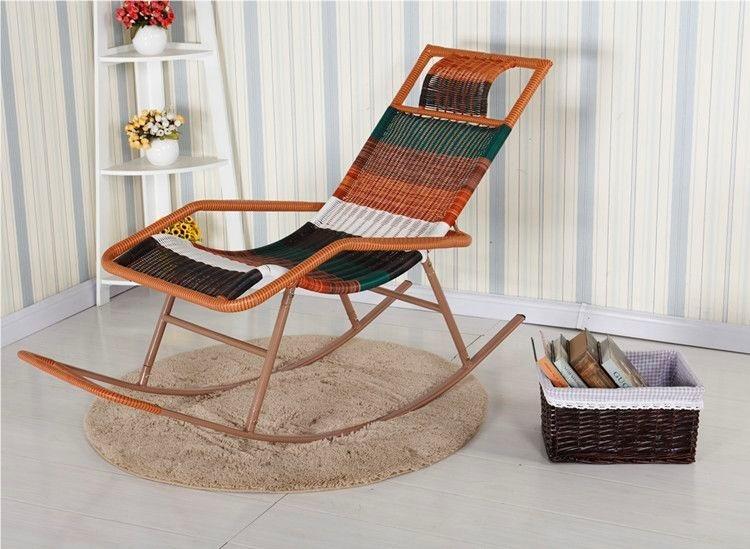 Outdoor Patio Rocking Chair, Rattan Rocker Padded Cushion Recliner Outdoor, Rattan Rocking Chair for Balcony, Front Porch, Garde