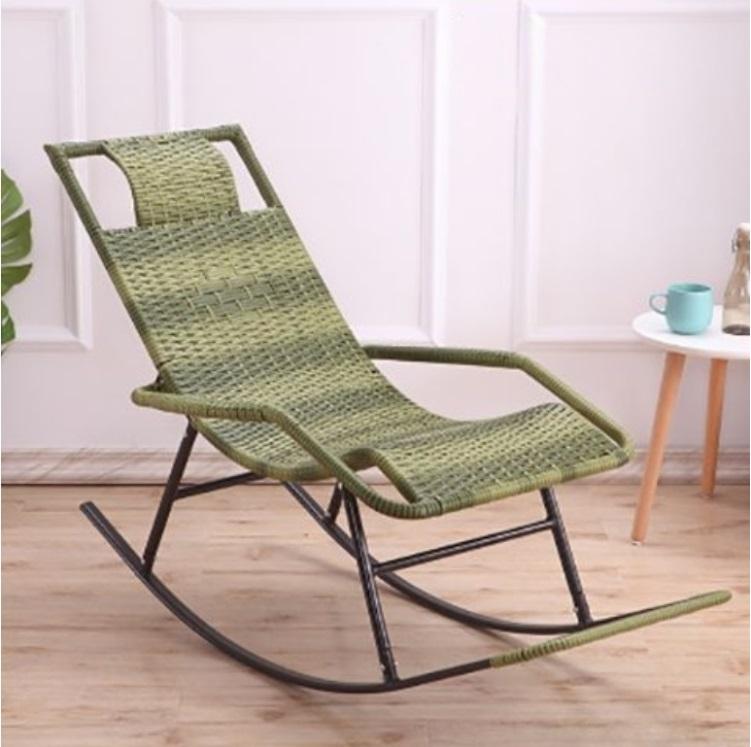 Outdoor Rocking Chair for Outside Patio Porch, Metal Frame, Black All Weather Wicker