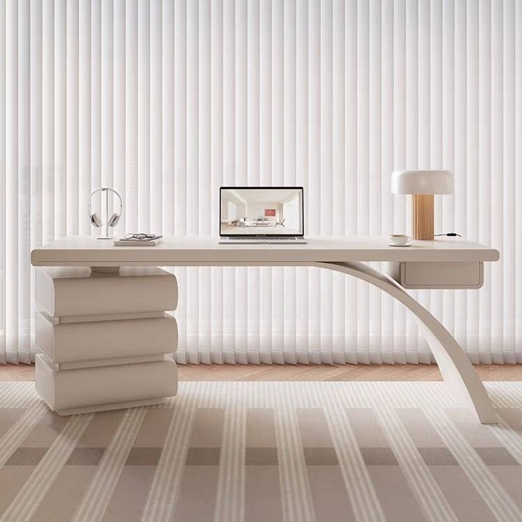 Modern simple Italian light luxury family office computer sintered stone desk with drawers
