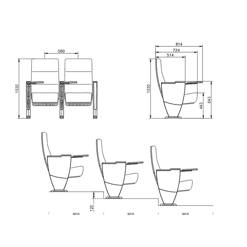 stackable chair Luxury high quality sponge cushioned church auditorium cinema chair