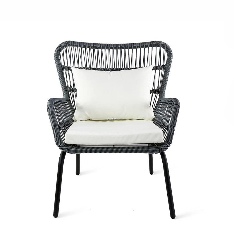 3-Piece Patio Conversation Bistro Set, Outdoor All-Weather Wicker Furniture PE Ratton Chair set for Porch