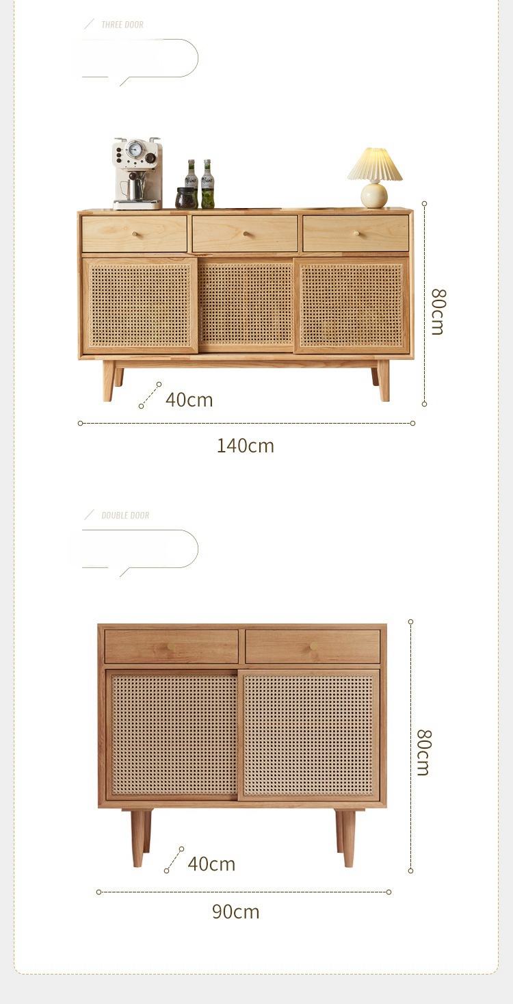 Wholesale Multifunction Modern Rattan Living Room Furniture Wooden Tv Hallway Console Cabinet Table Ash Wood Rattan Side Cabinet