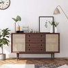 Home Furniture Natural Recycled Pine Solid Wood Real Rattan Side Board Cabinet For Living Room Japanese Style Corner Cabinet