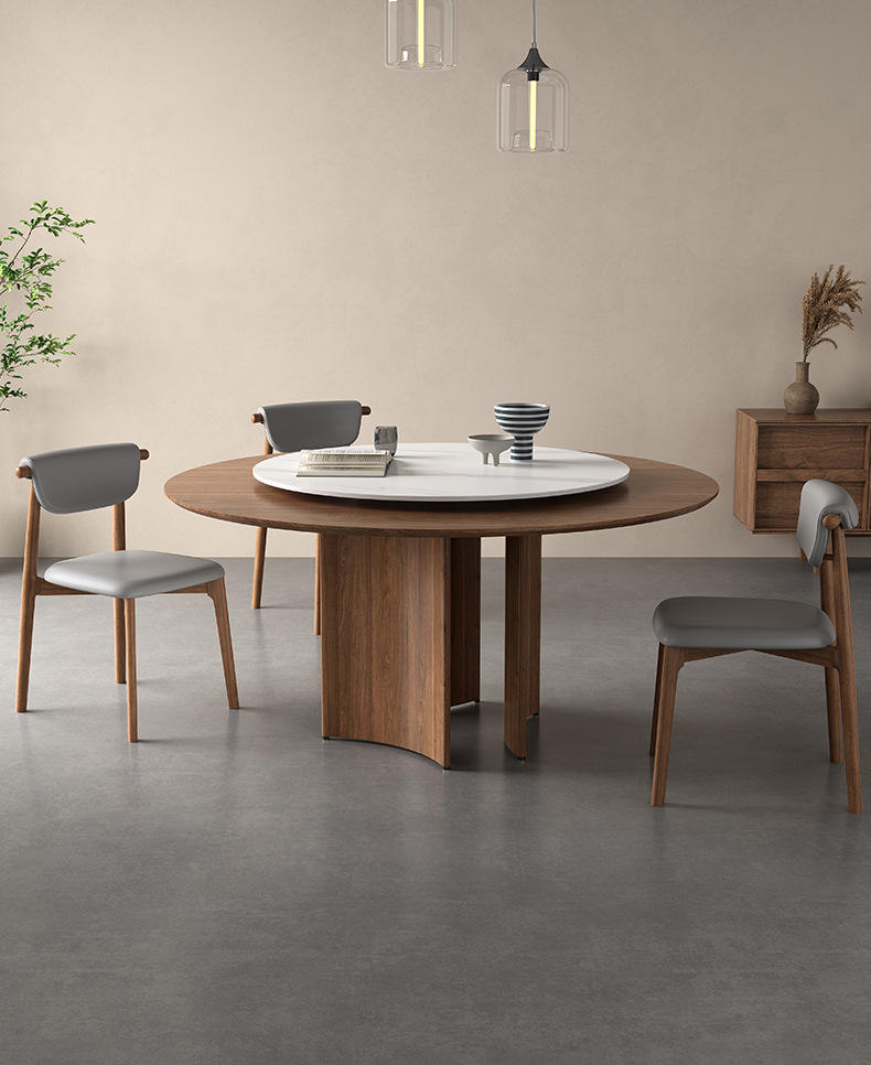 Modern Dining Room Furniture Walnut Wood Table Luxury Round Wooden Dining Table 8 seater For Hotel Restaurant