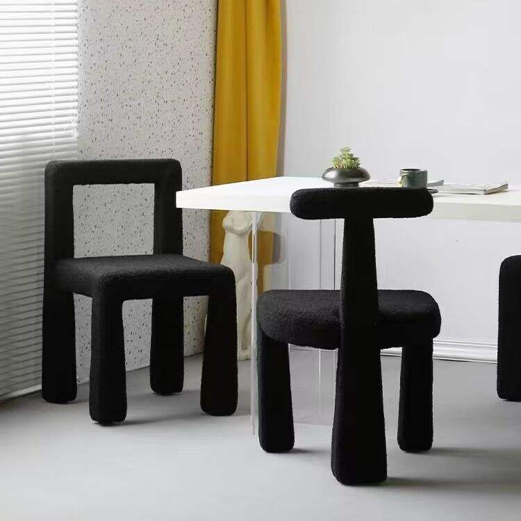Minimalist modern lamb plush dining table and chairs Household makeup stools and chairs Creative dining chairs