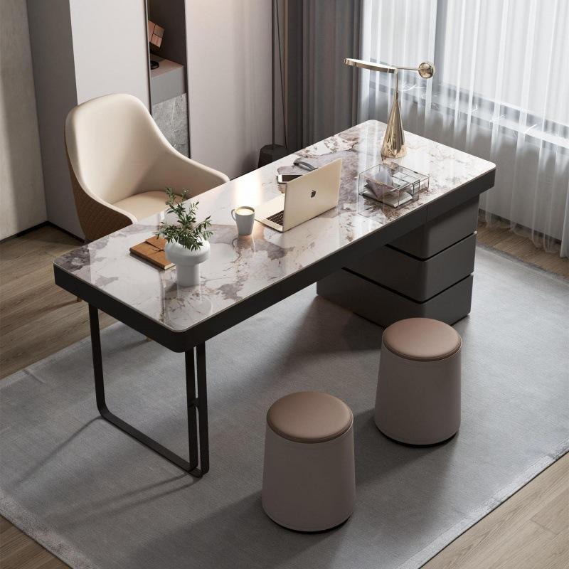 Black Home Office Desk and Chair Design luxury stone top Work Desk Modern Office Table Furniture