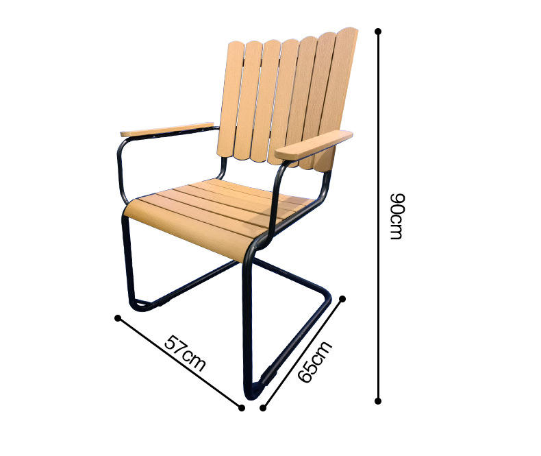 Outdoor Commercial Furniture Dining Chair And Table Set Metal Frame Plastic Wood Chair Garden Sillas Courtyard Mesas