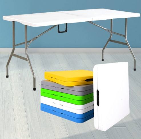 Dining Outdoor commercial furniture Table Foldable Plastic Steel 6ft Long Table