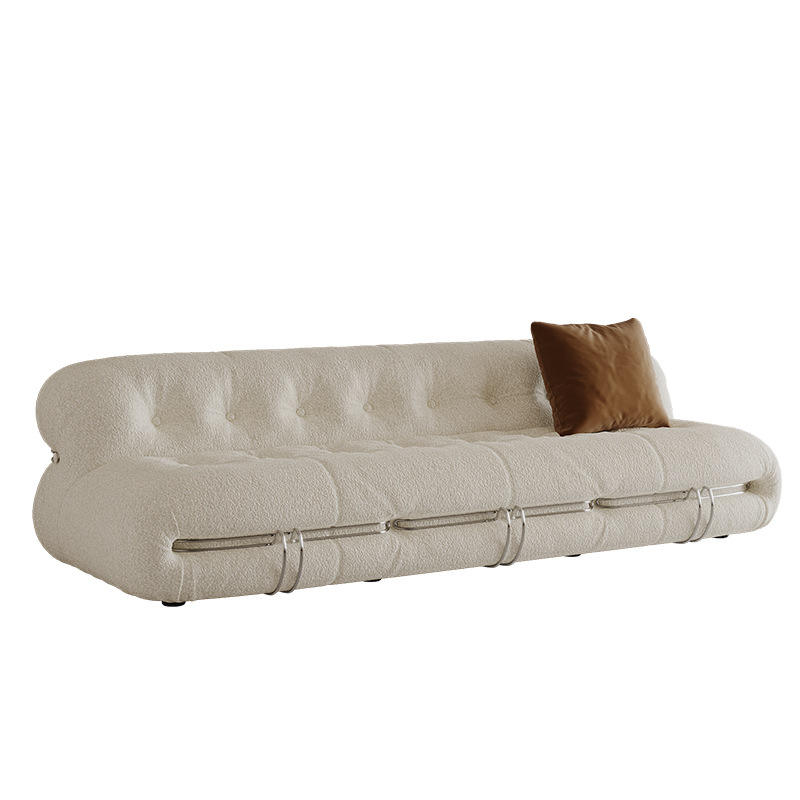 Cream Style Fabric Sofa Living Room Small Apartment Modern Steel Sofa Set Couch