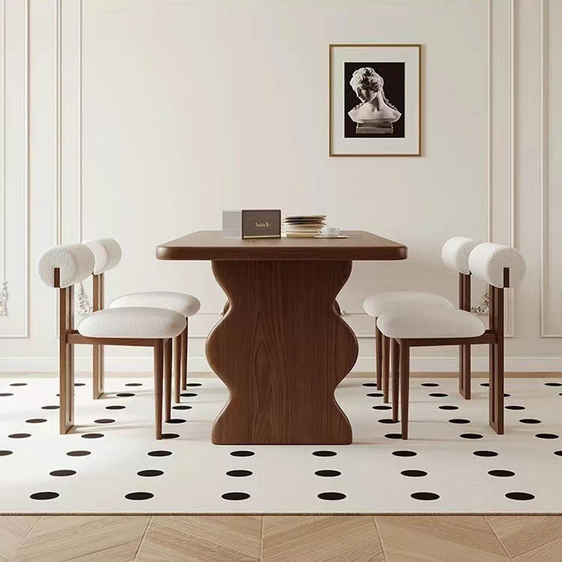 French Retro Style Dining Table House Rectangular Solid Wood Dining Table Chair Set Commercial Dining Table mesas
