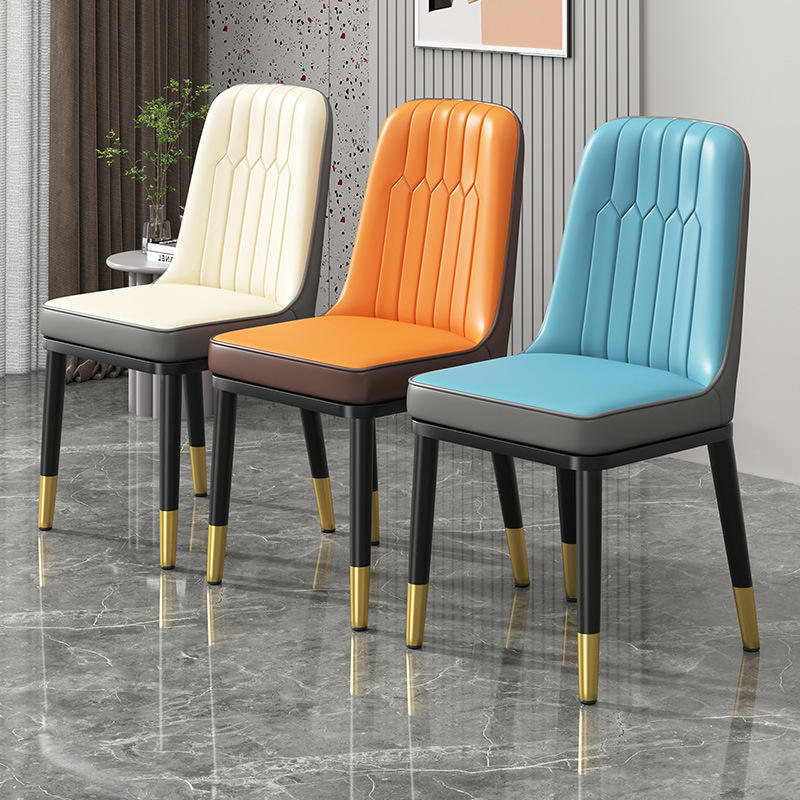 Leather Metal Foot Bar Chair Stool Commercial Furniture sillas Dining Room Chair Modern Simple Light Luxury Bar Chair