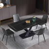 Wholesale Fashion Creative Wire Leg Dining Table Dining Room Furniture Marble Slate Rock Tabletop Dinner Table mesas