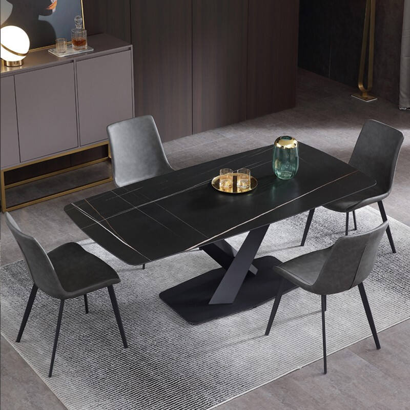 Wholesale Fashion Creative Wire Leg Dining Table Dining Room Furniture Marble Slate Rock Tabletop Dinner Table mesas