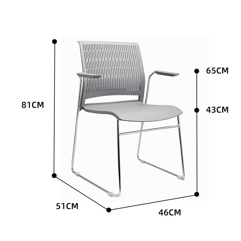 Wholesale Steel Frame Plastic Seat Stackable Training Chair With Armrest Modern Meeting Chair For Office And School Study Room