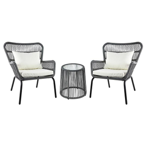 3-Piece Patio Conversation Bistro Set, Outdoor All-Weather Wicker Furniture PE Ratton Chair set for Porch