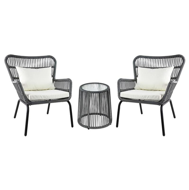 3-Piece Patio Conversation Bistro Set, Outdoor All-Weather Wicker Furniture PE Ratton Chair set for Porch