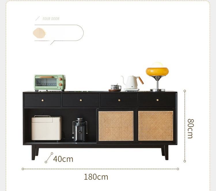 Wholesale Multifunction Modern Rattan Living Room Furniture Wooden Tv Hallway Console Cabinet Table Ash Wood Rattan Side Cabinet