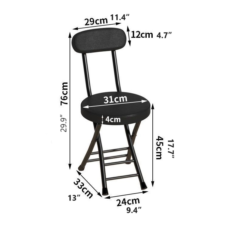 Portable Folding Stool, Heavy Duty Fold up Stool Metal Foldable Stool Collapsible Round Stool, 300 lbs Capacity for Camping