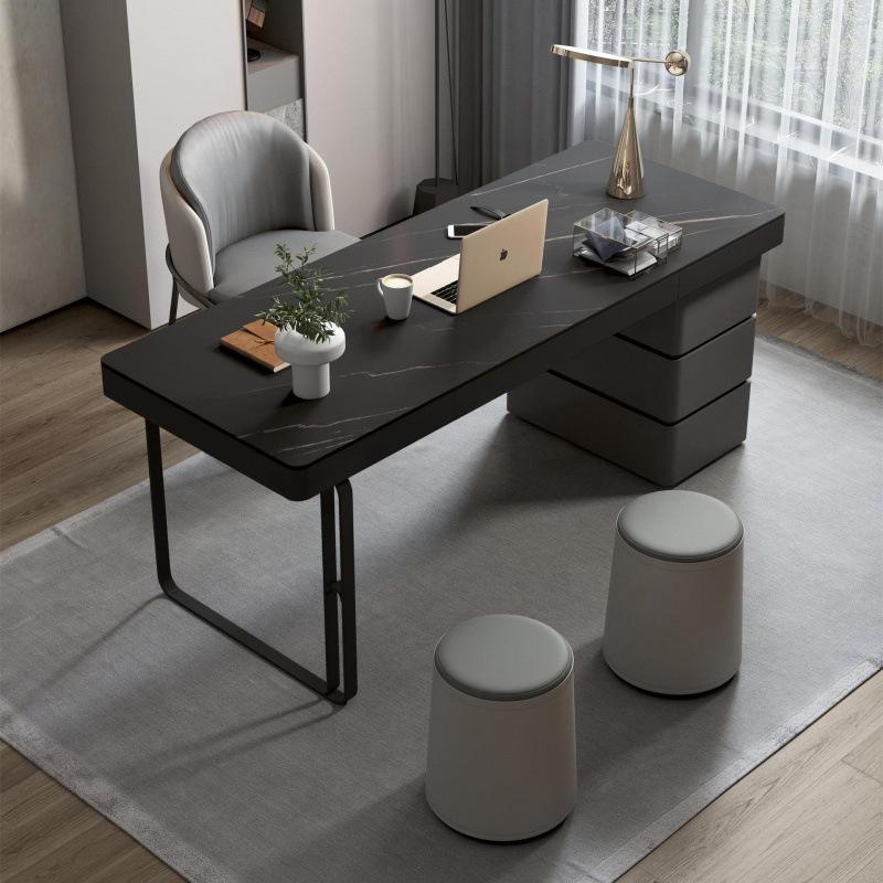Black Home Office Desk and Chair Design luxury stone top Work Desk Modern Office Table Furniture