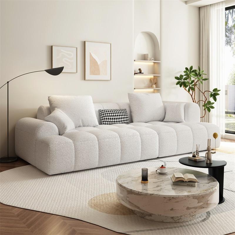 Italian Light Luxury Lamb Velvet Sofa Living Room Furniture Simple Fabric Sofa Cream Style Color Mosaic Module Cloud Sofa