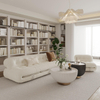 Cream Style Fabric Sofa Living Room Small Apartment Modern Steel Sofa Set Couch
