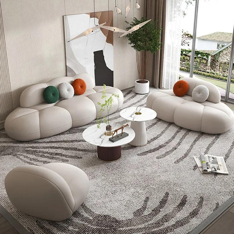 Simple Nordic Arc Sofa Designer Creative Fabric Teddy Velvet Small Living Room Cloud Sofa