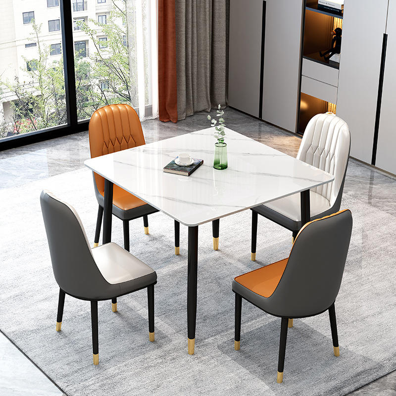 Wholesale Fashion Creative Wire Leg Dining Table Dining Room Furniture Marble Slate Rock Tabletop Dinner Table mesas