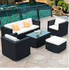 Modern Garden Patio Table And Chairs Set Waterproof Cushions Sofa Outdoor Furniture Sofas Sets PE Rattan Sofa Sillas