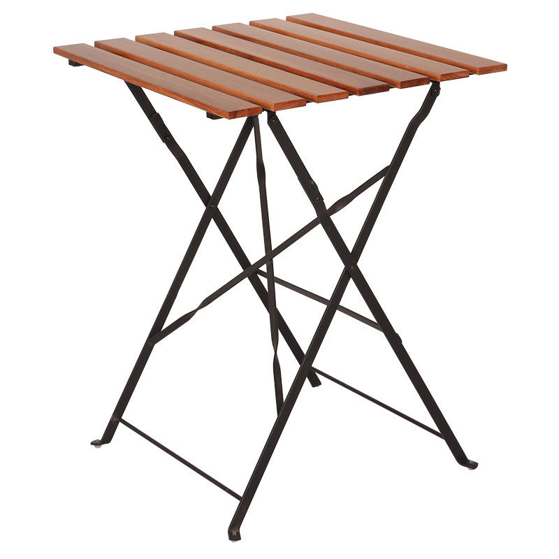 Dining Outdoor Commercial Furniture Foldable Table And Chair Set Metal Frame Wood Chair Garden Sillas Courtyard Mesas