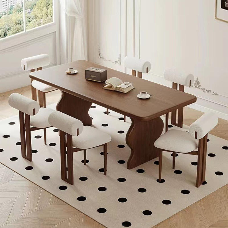 French Retro Style Dining Table House Rectangular Solid Wood Dining Table Chair Set Commercial Dining Table mesas